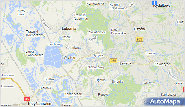 mapa Syrynia, Syrynia na mapie Targeo