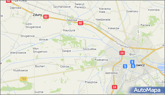 mapa Szczudłów, Szczudłów na mapie Targeo