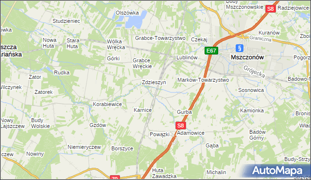 mapa Szeligi gmina Mszczonów, Szeligi gmina Mszczonów na mapie Targeo