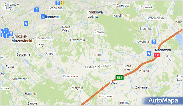 mapa Terenia, Terenia na mapie Targeo