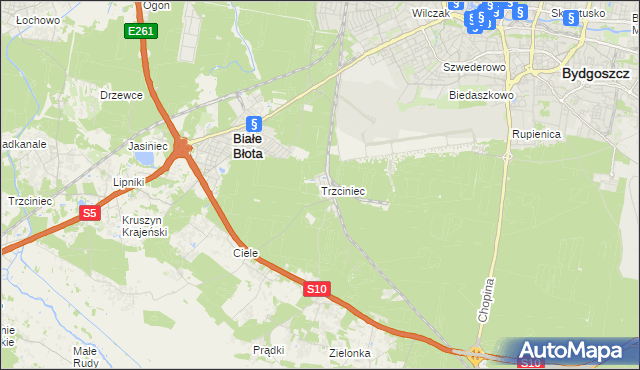 mapa Trzciniec gmina Białe Błota, Trzciniec gmina Białe Błota na mapie Targeo