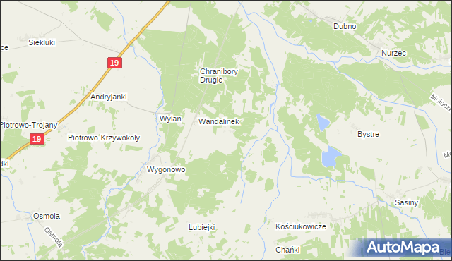 mapa Wandalin gmina Boćki, Wandalin gmina Boćki na mapie Targeo