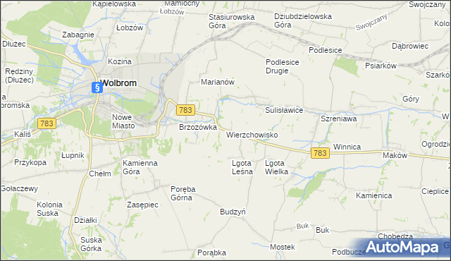 mapa Wierzchowisko gmina Wolbrom, Wierzchowisko gmina Wolbrom na mapie Targeo