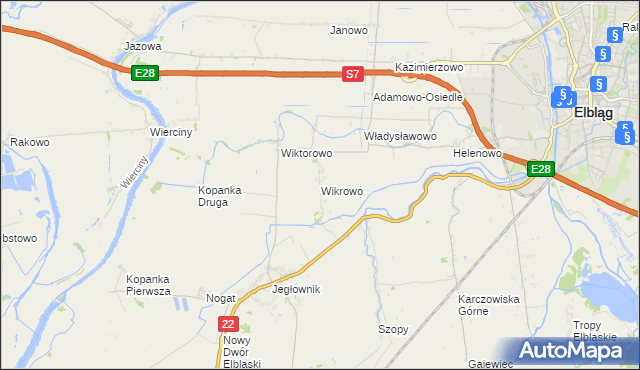 mapa Wikrowo gmina Gronowo Elbląskie, Wikrowo gmina Gronowo Elbląskie na mapie Targeo