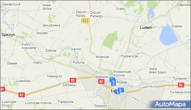 mapa Witaniów, Witaniów na mapie Targeo