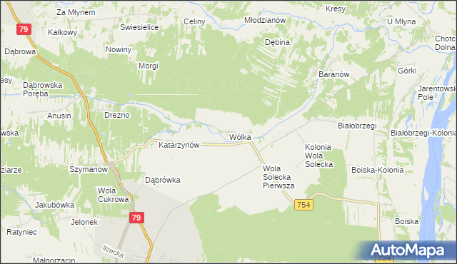 mapa Wólka gmina Lipsko, Wólka gmina Lipsko na mapie Targeo