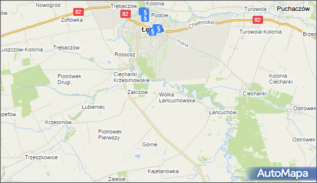 mapa Wólka Łańcuchowska, Wólka Łańcuchowska na mapie Targeo