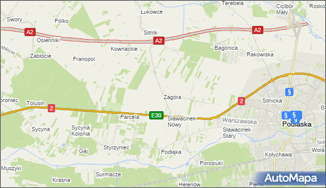 mapa Zagóra gmina Biała Podlaska, Zagóra gmina Biała Podlaska na mapie Targeo