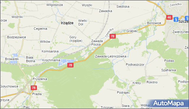mapa Zawada-Leśniczówka, Zawada-Leśniczówka na mapie Targeo