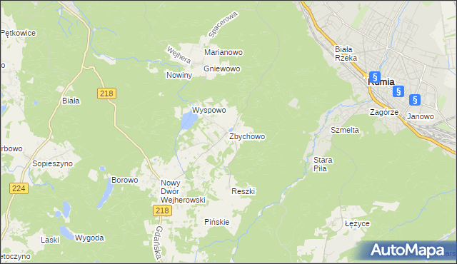 mapa Zbychowo, Zbychowo na mapie Targeo