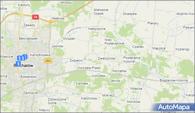 mapa Zwierzchów, Zwierzchów na mapie Targeo