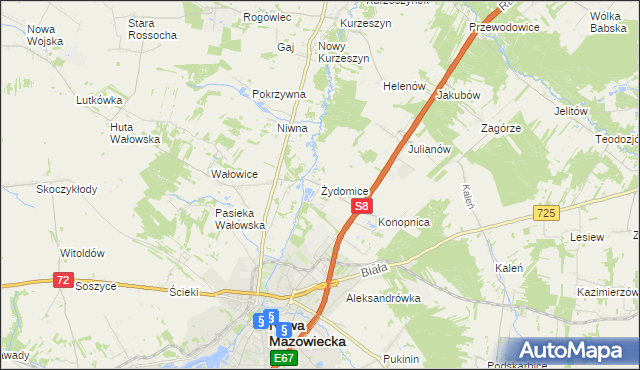 mapa Żydomice, Żydomice na mapie Targeo