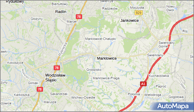 mapa Marklowice, Marklowice na mapie Targeo