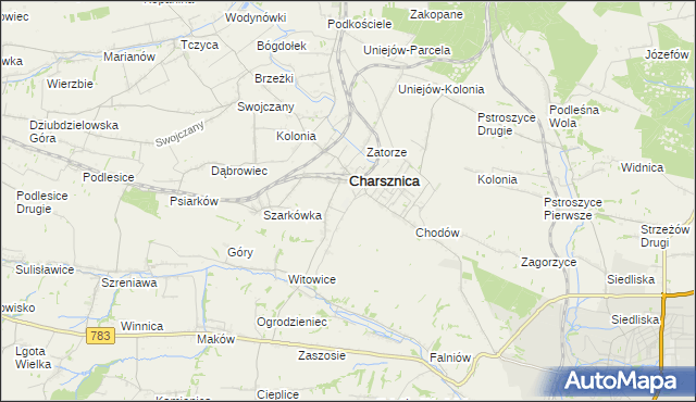 mapa Miechów-Charsznica, Miechów-Charsznica na mapie Targeo