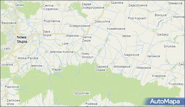 mapa Wronów gmina Waśniów, Wronów gmina Waśniów na mapie Targeo