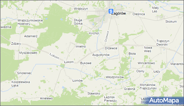 mapa Augustynów gmina Zagórów, Augustynów gmina Zagórów na mapie Targeo