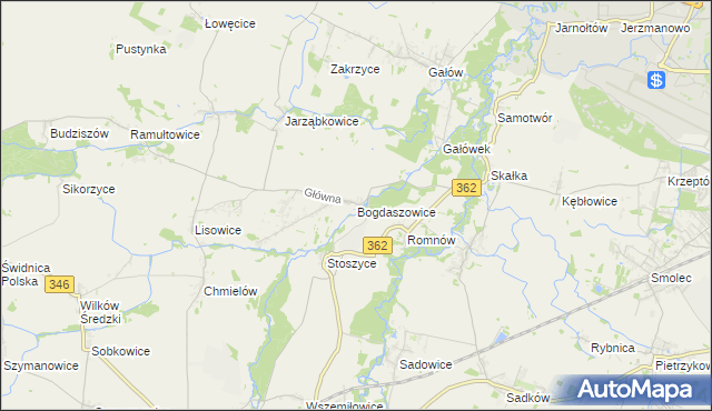 mapa Bogdaszowice, Bogdaszowice na mapie Targeo