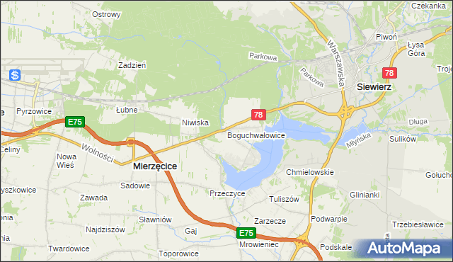 mapa Boguchwałowice, Boguchwałowice na mapie Targeo