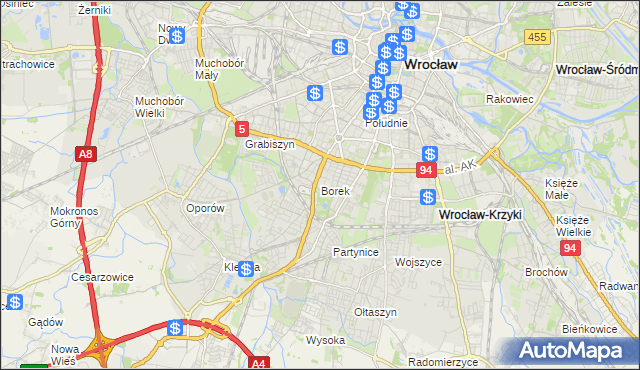 mapa Borek gmina Wrocław, Borek gmina Wrocław na mapie Targeo