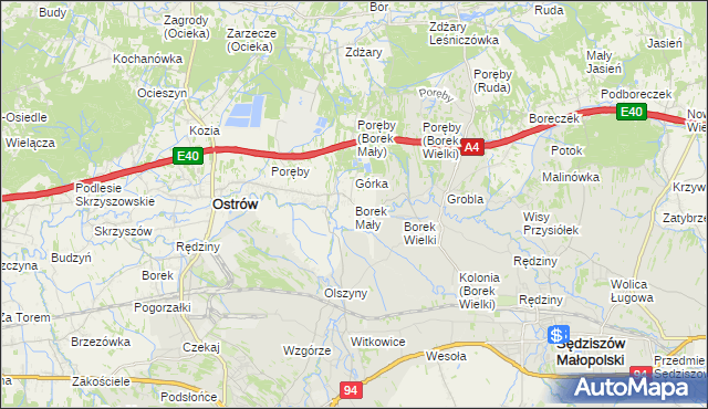 mapa Borek Mały, Borek Mały na mapie Targeo