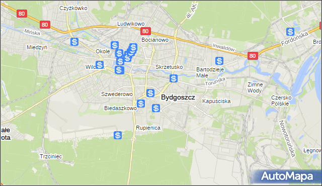 mapa Bydgoszczy, Bydgoszcz na mapie Targeo