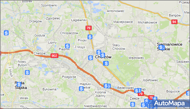 mapa Chorzów, Chorzów na mapie Targeo