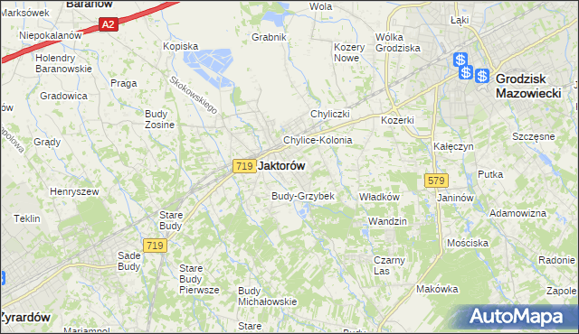 mapa Chylice gmina Jaktorów, Chylice gmina Jaktorów na mapie Targeo