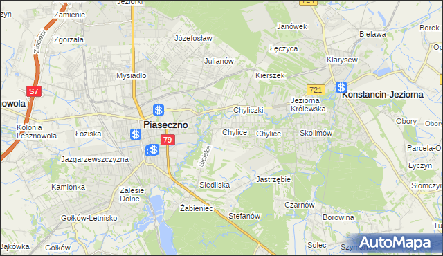 mapa Chylice gmina Piaseczno, Chylice gmina Piaseczno na mapie Targeo