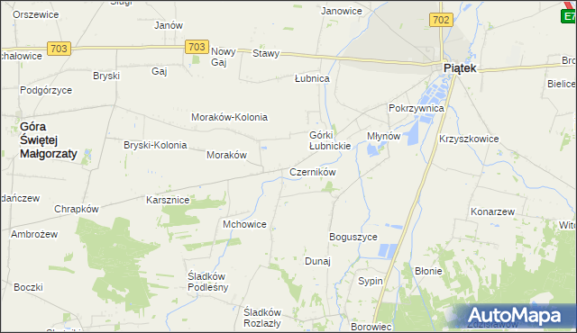 mapa Czerników gmina Piątek, Czerników gmina Piątek na mapie Targeo