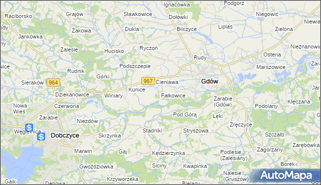 mapa Fałkowice gmina Gdów, Fałkowice gmina Gdów na mapie Targeo