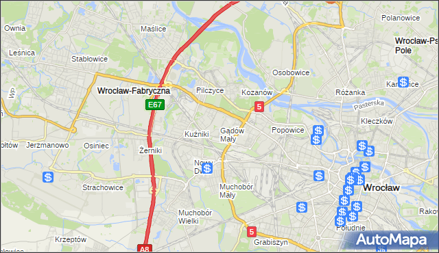 mapa Gądów Mały, Gądów Mały na mapie Targeo