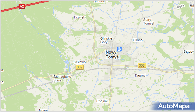 mapa Glinno gmina Nowy Tomyśl, Glinno gmina Nowy Tomyśl na mapie Targeo