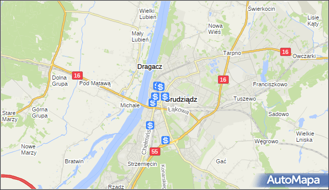 mapa Grudziądza, Grudziądz na mapie Targeo