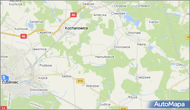 mapa Harbułtowice, Harbułtowice na mapie Targeo