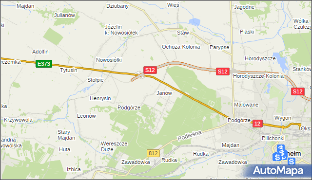 mapa Janów gmina Chełm, Janów gmina Chełm na mapie Targeo