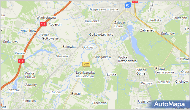 mapa Jazgarzew, Jazgarzew na mapie Targeo