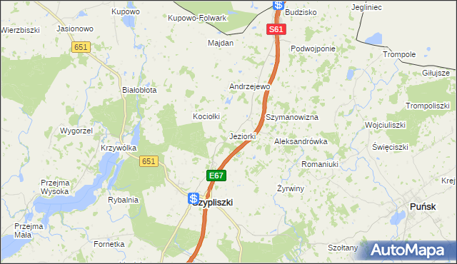 mapa Jeziorki gmina Szypliszki, Jeziorki gmina Szypliszki na mapie Targeo