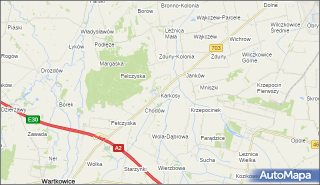 mapa Karkosy, Karkosy na mapie Targeo