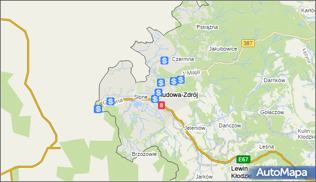 mapa Kudowa-Zdrój, Kudowa-Zdrój na mapie Targeo