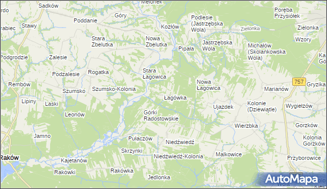 mapa Łagówka, Łagówka na mapie Targeo