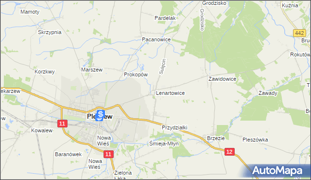 mapa Lenartowice gmina Pleszew, Lenartowice gmina Pleszew na mapie Targeo