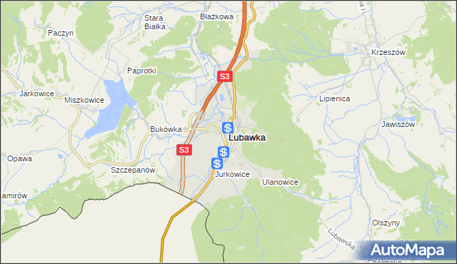 mapa Lubawka, Lubawka na mapie Targeo