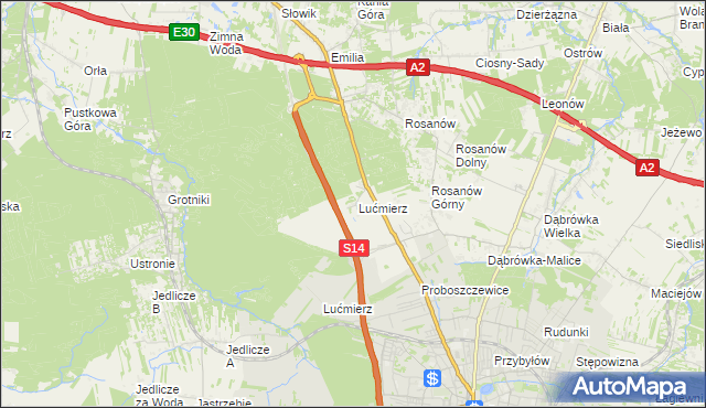 mapa Lućmierz-Ośrodek, Lućmierz-Ośrodek na mapie Targeo