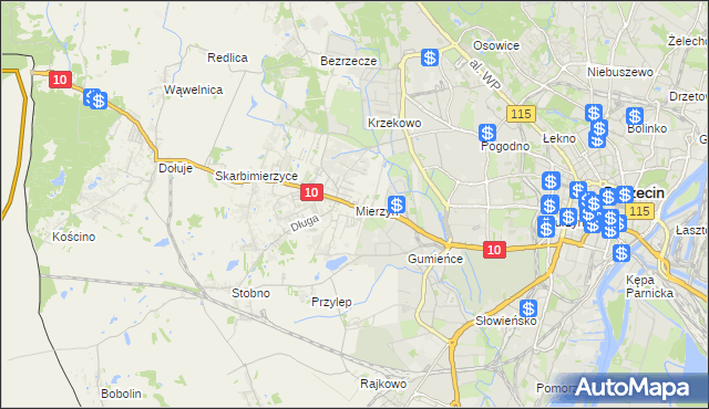 mapa Mierzyn gmina Dobra (Szczecińska), Mierzyn gmina Dobra (Szczecińska) na mapie Targeo