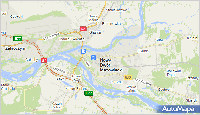 mapa Nowy Dwór Mazowiecki, Nowy Dwór Mazowiecki na mapie Targeo