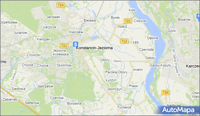 mapa Obory gmina Konstancin-Jeziorna, Obory gmina Konstancin-Jeziorna na mapie Targeo