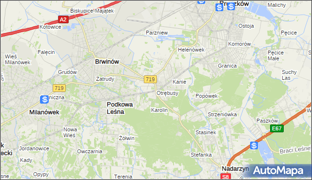 mapa Otrębusy, Otrębusy na mapie Targeo