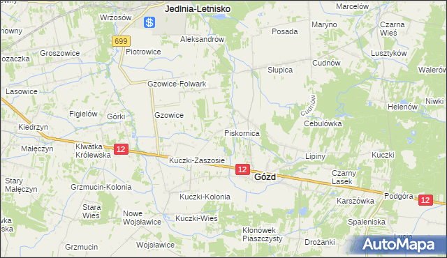 mapa Piskornica, Piskornica na mapie Targeo