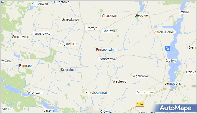 mapa Podarzewo, Podarzewo na mapie Targeo