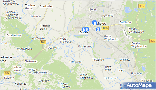 mapa Podleszany, Podleszany na mapie Targeo